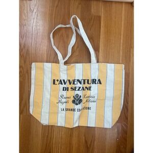 Sezane L'Avventura Di Sezane Yellow Striped Canvas Tote Bag La Grande Collezione